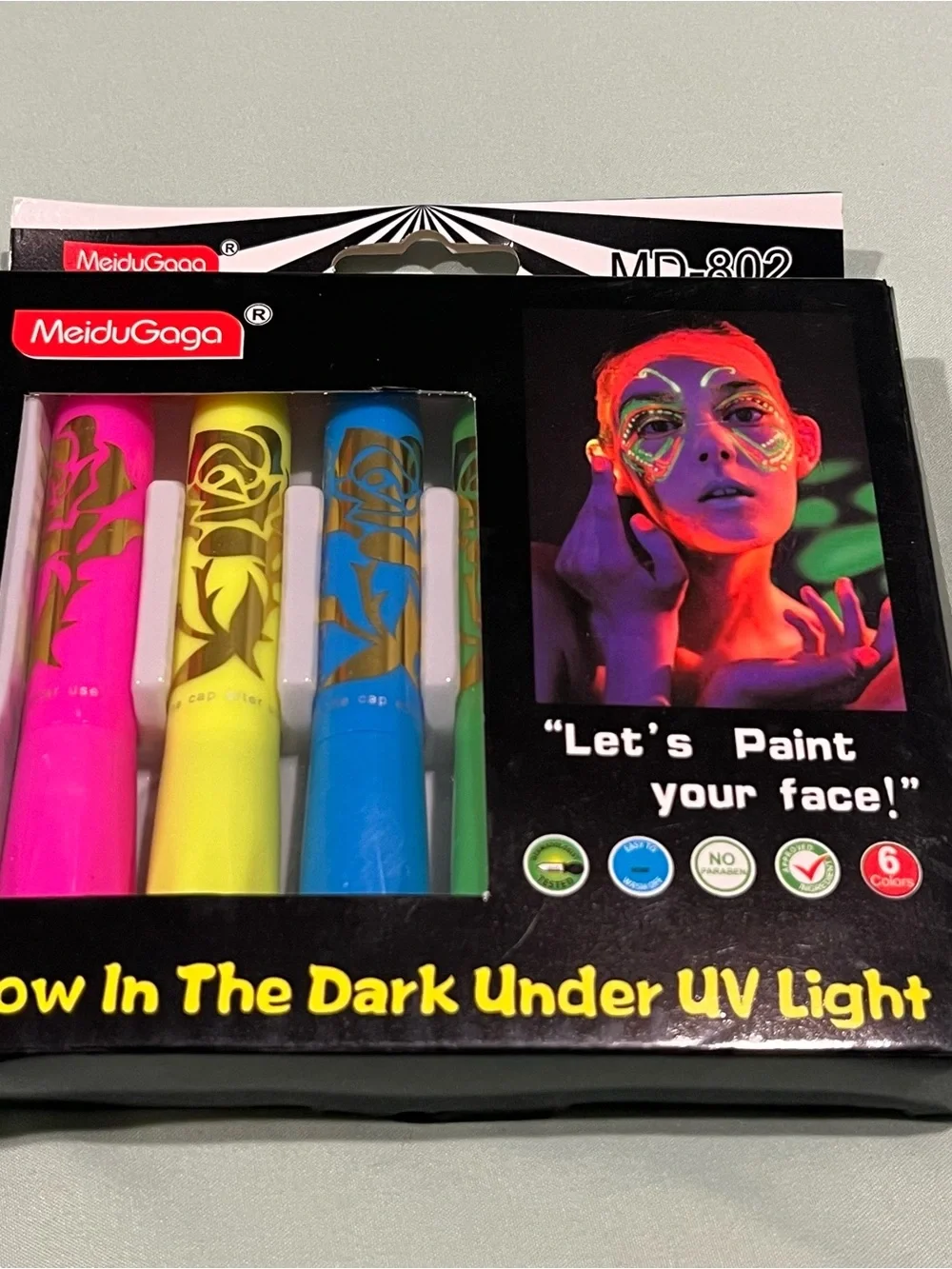 Neon Face Paint Glow In The Dark Under UV Light for Halloween